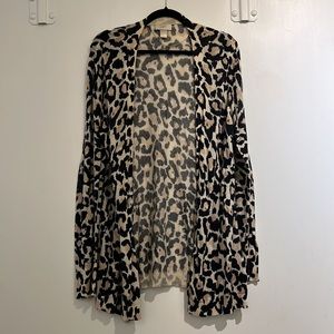 Long Leopard Print Cardigan from LOFT, Size XL